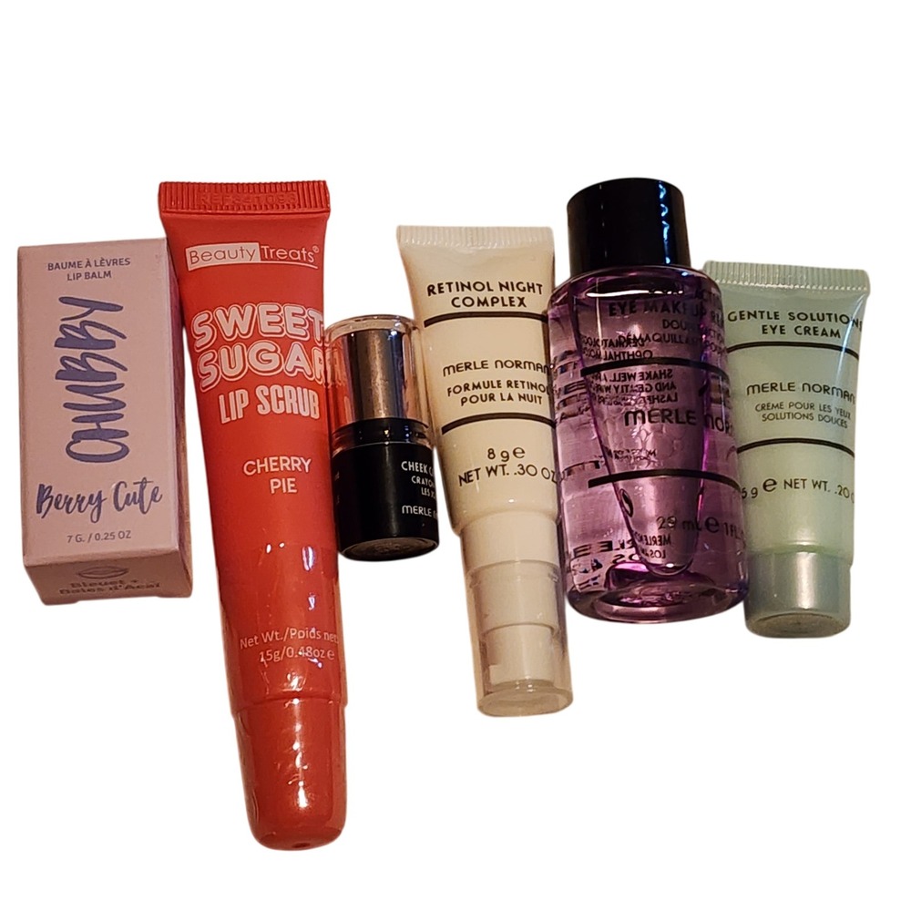 Beauty‎ Treats Lip Scrub + Merle Norman Eye Makeup Remover & More Travel Lot